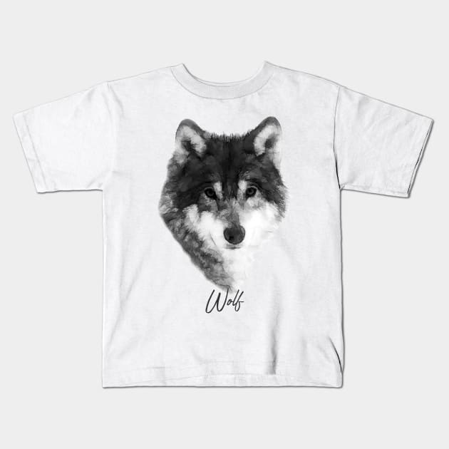 Grey Wolf Canis Lupus Kids T-Shirt by funfun